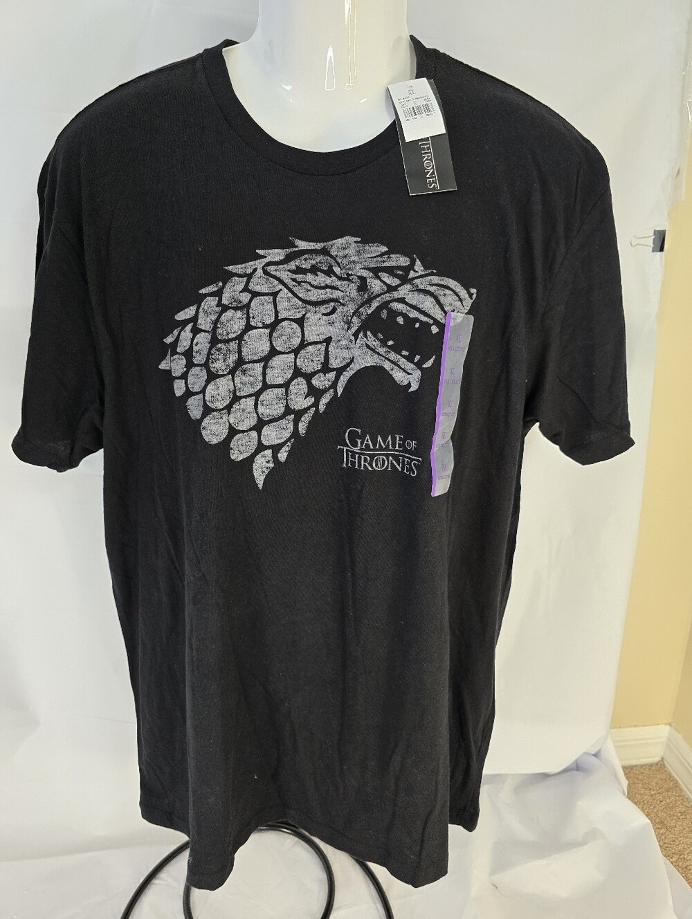 NWT OFFICIAL GAME OF THRONES HOUSE STARK DIREWOLF HEAD HBO T-SHIRT Black XL